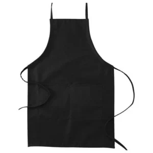 Tablier de Cuisine noir Coupe Longue Unisexe Professionnel en Polyester avec Poches.