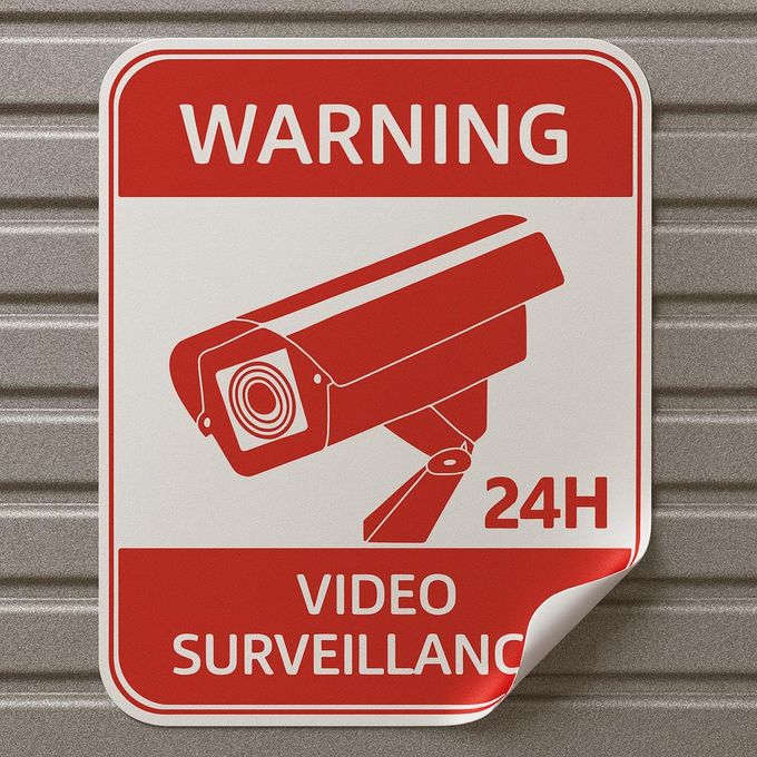 Pack de 5 pièces Autocollant Vinyl Camera de sécurité 24h/24h 30x20 - Image 2